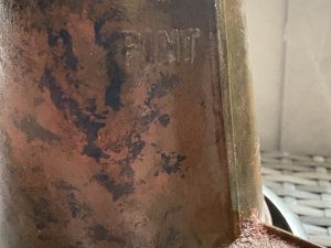 Alternative view of Vintage Shimmer – Upcycled 1954 Oil Pourer & Singer Flywheel Lamp