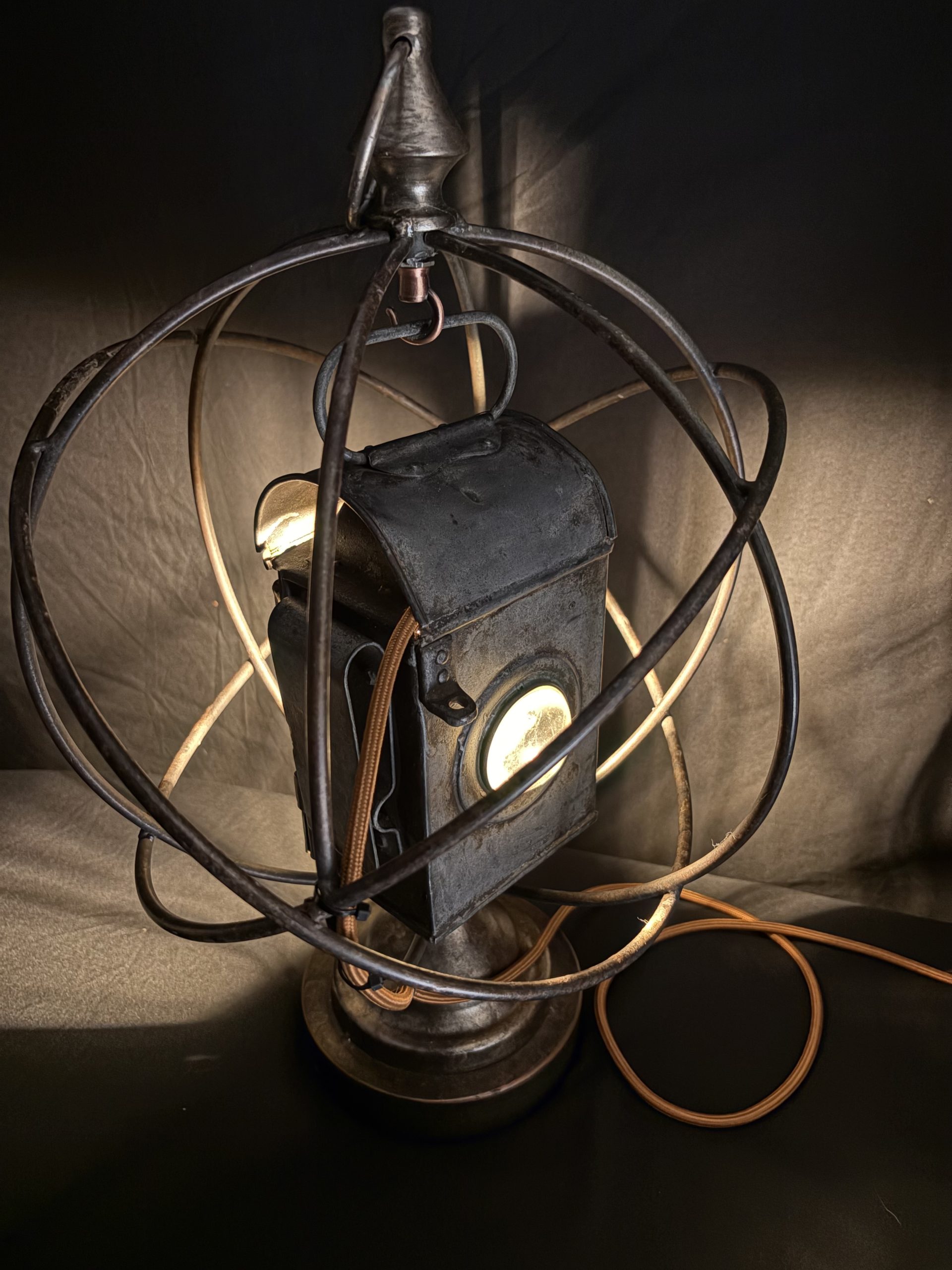 Orion’s Orb upcycled armillary lamp