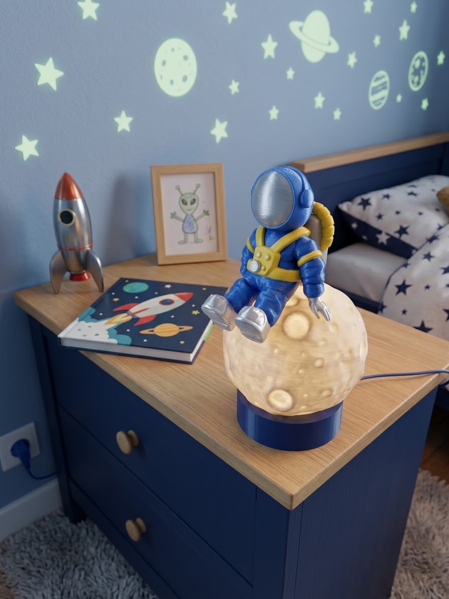 AstroBob Astronaut Moon Night Light – Children’s Space Desk Lamp